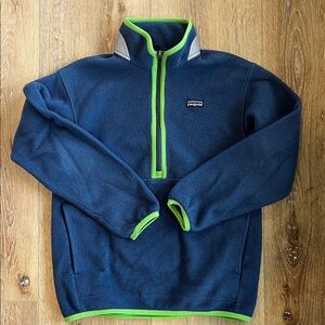 Patagonia Kids Blue Fleece Jacket with Green Trim